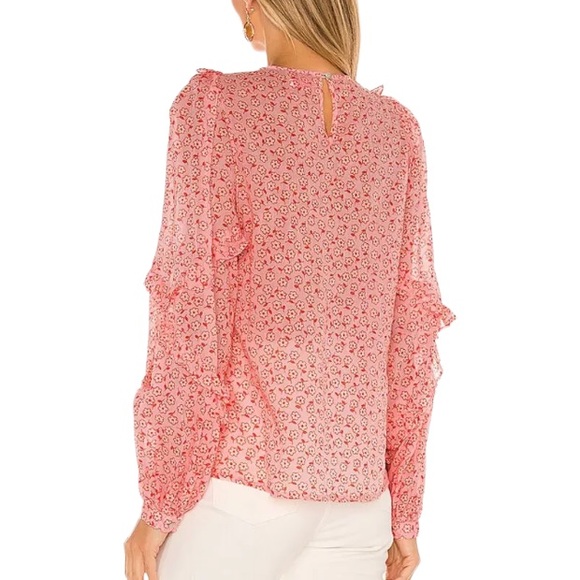 Banjanan Margot Ruffle Pink Floral Daisy Orchid Top - S - Picture 3 of 14